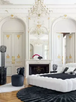 1'' Lit en Tissu Bouclé avec Tête de Capitonnée Premium