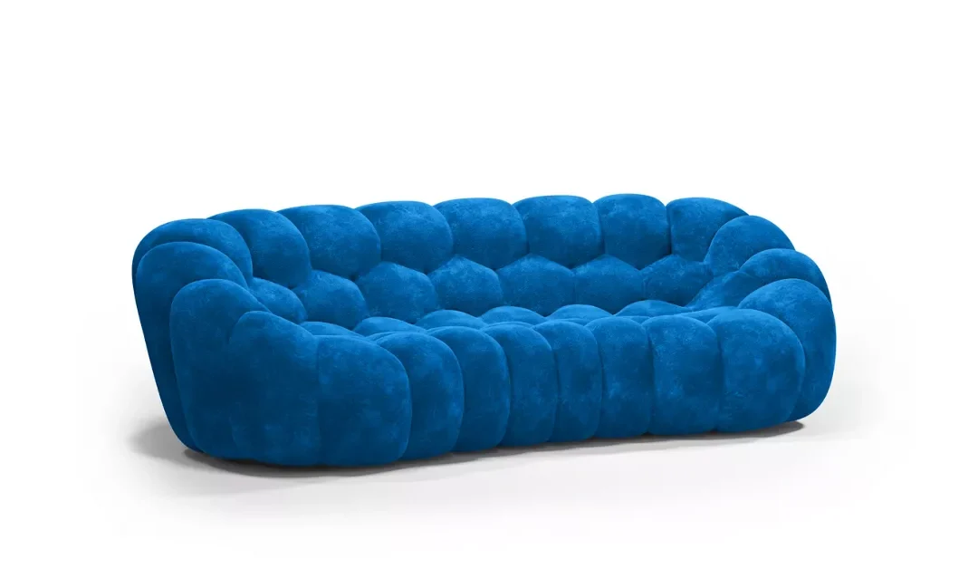 3 Luxury Blue Bubble Sofa Set