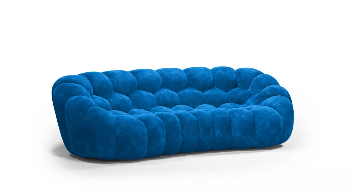 3 Luxury Blue Bubble Sofa Set