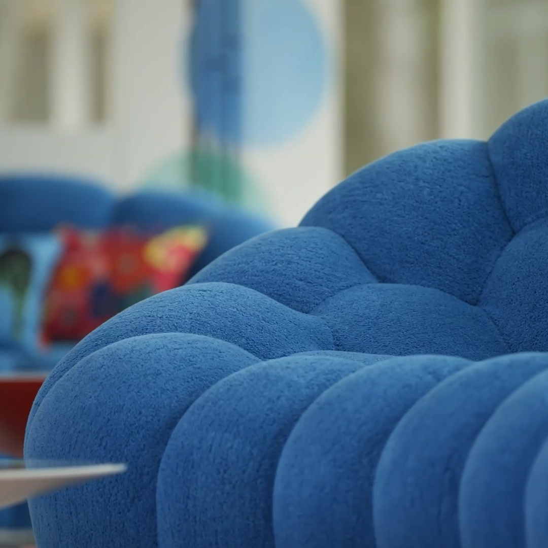 3' Luxury Blue Bubble Sofa Set