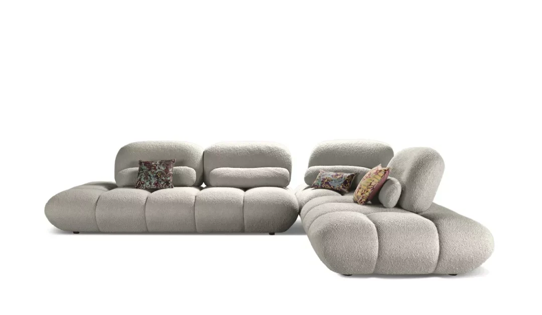 4 Canapé modulaire design en tissu bouclé – Élégance organique et confort absolu