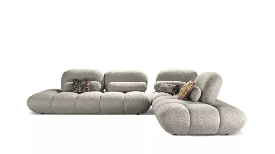 4 Canapé modulaire design en tissu bouclé – Élégance organique et confort absolu