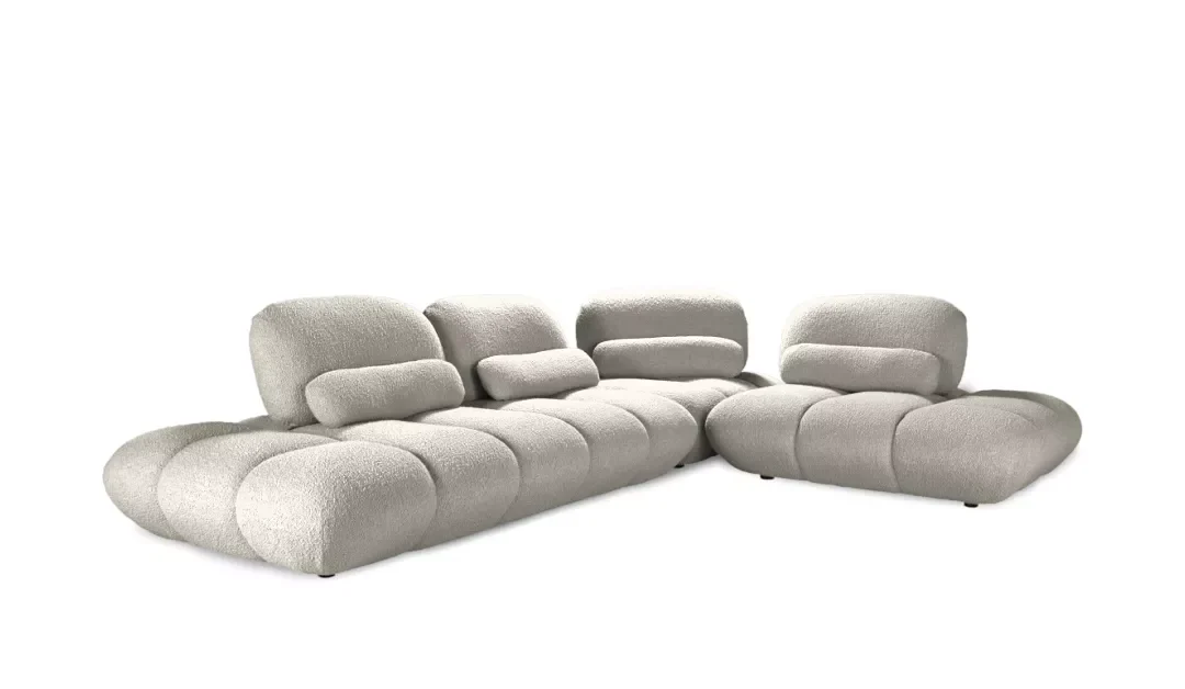4' Canapé modulaire design en tissu bouclé – Élégance organique et confort absolu