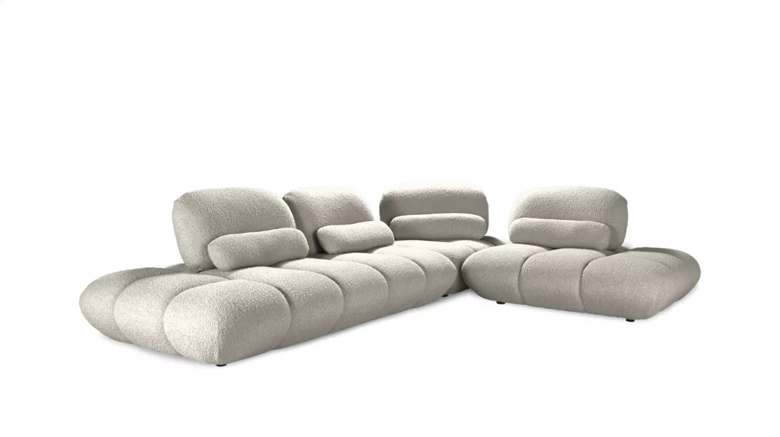 4' Canapé modulaire design en tissu bouclé – Élégance organique et confort absolu