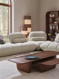 4'' Canapé modulaire design en tissu bouclé – Élégance organique et confort absolu