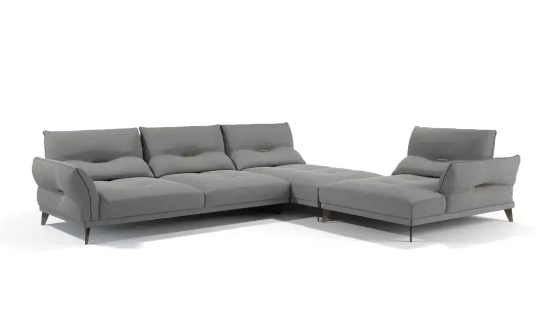 Canapé contemporain en tissu gris – Élégance et confort pour un intérieur moderne