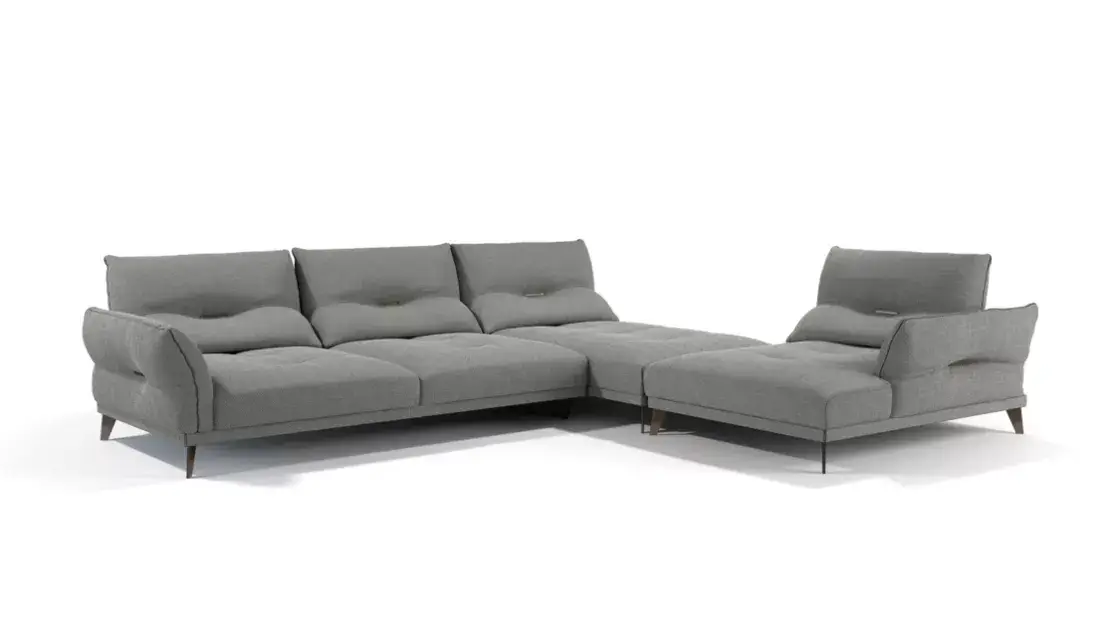 Canapé contemporain en tissu gris – Élégance et confort pour un intérieur moderne