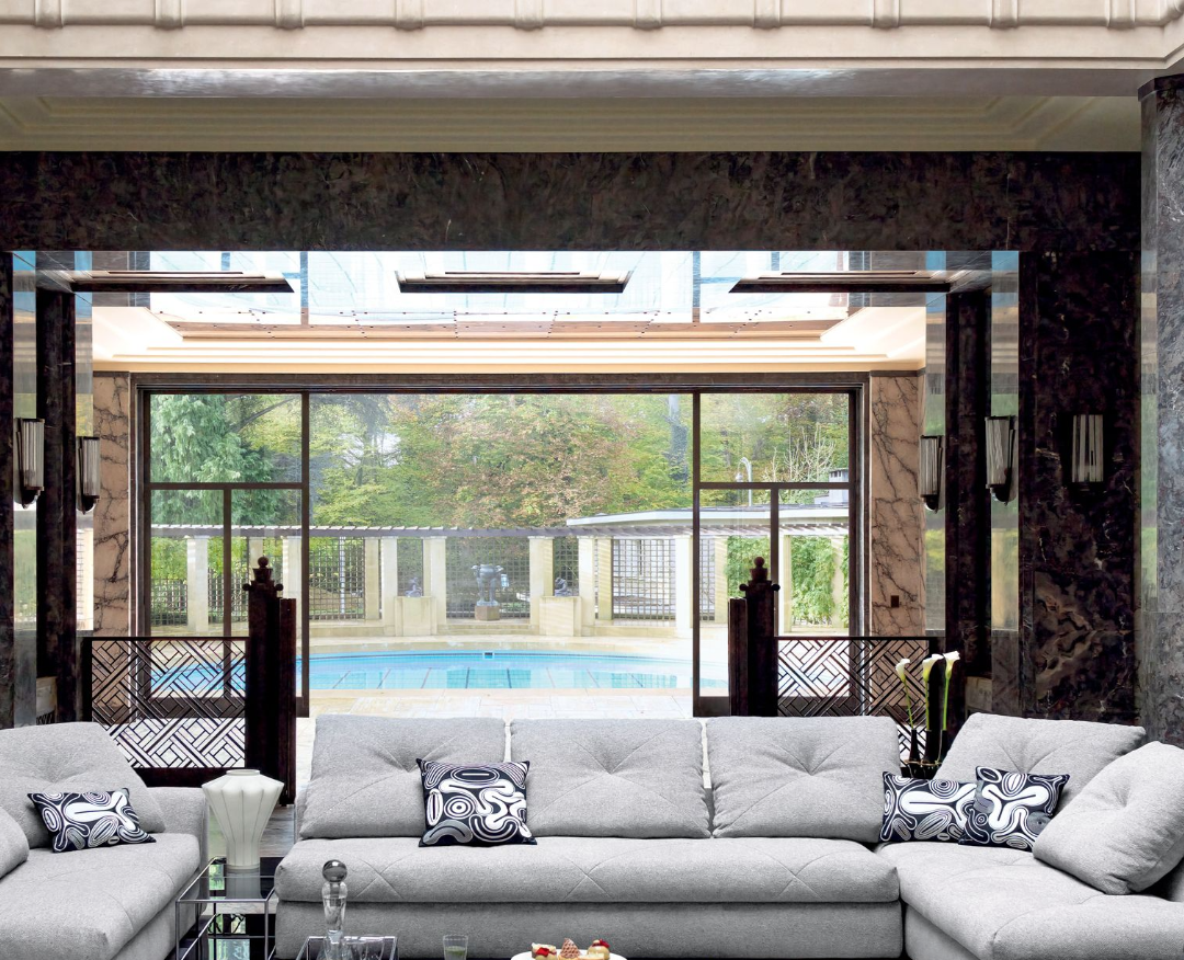 Canapé d’angle panoramique gris – Confort premium et design contemporain