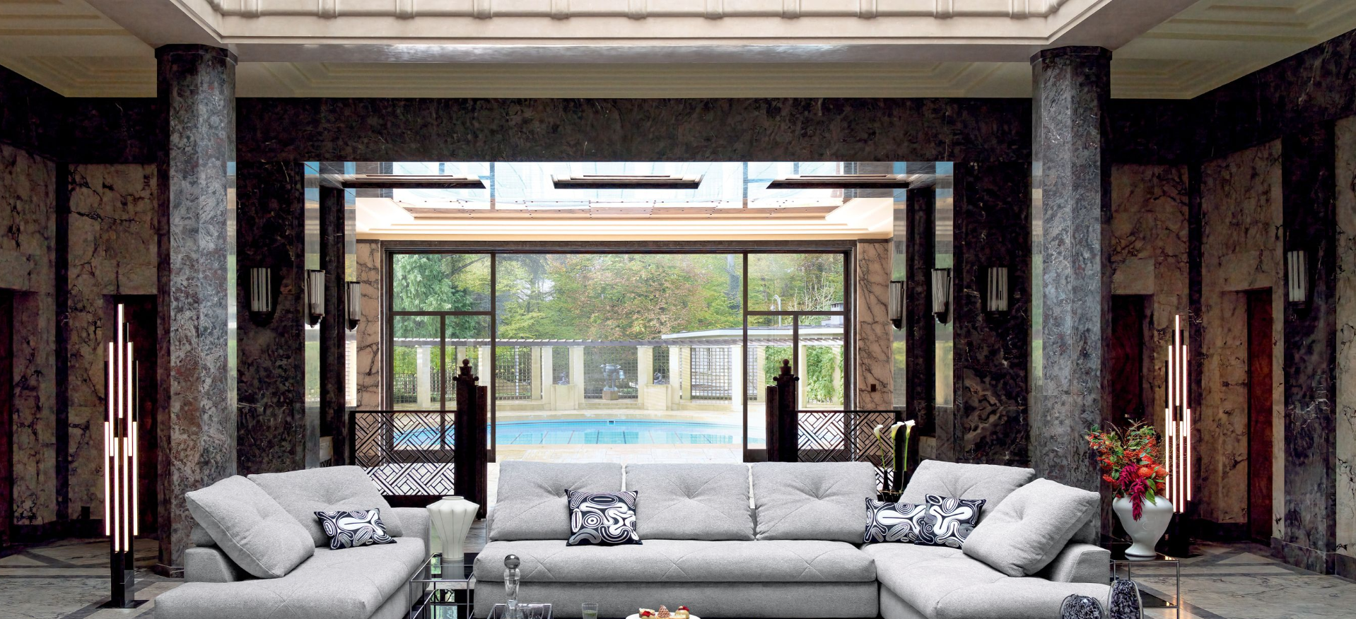 Canapé d’angle panoramique gris – Confort premium et design contemporain