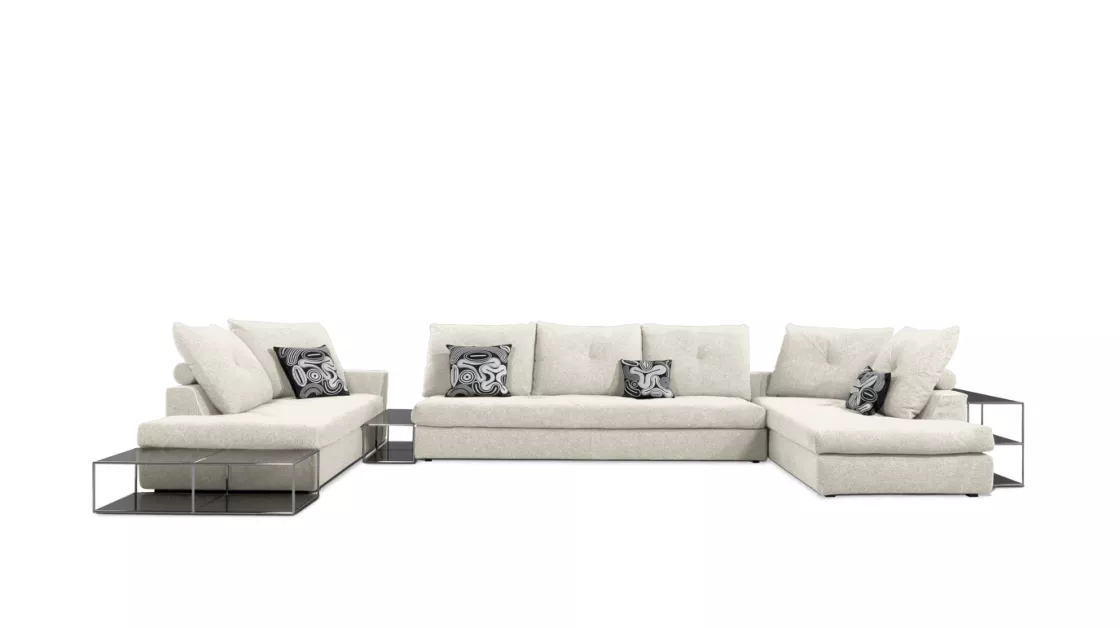 Canapé d’angle panoramique gris – Confort premium et design contemporain
