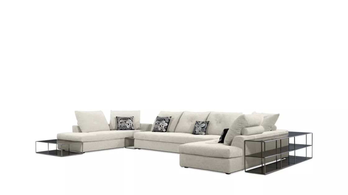 Canapé d’angle panoramique gris – Confort premium et design contemporain