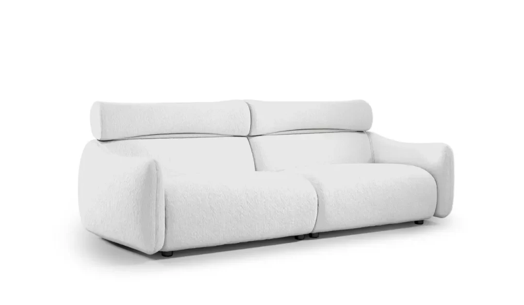 8 Canapé contemporain en tissu bouclé blanc – Design organique et confort haut de gamme