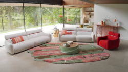 Canapé contemporain en tissu bouclé blanc – Design organique et confort haut de gamme