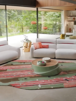 8'' Canapé contemporain en tissu bouclé blanc – Design organique et confort haut de gamme