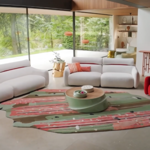 Canapé contemporain en tissu bouclé blanc – Design organique et confort haut de gamme