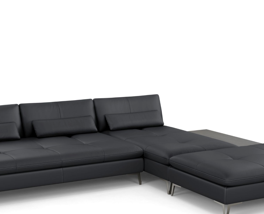 Canapé modulable en cuir noir – Design contemporain et élégance intemporelle