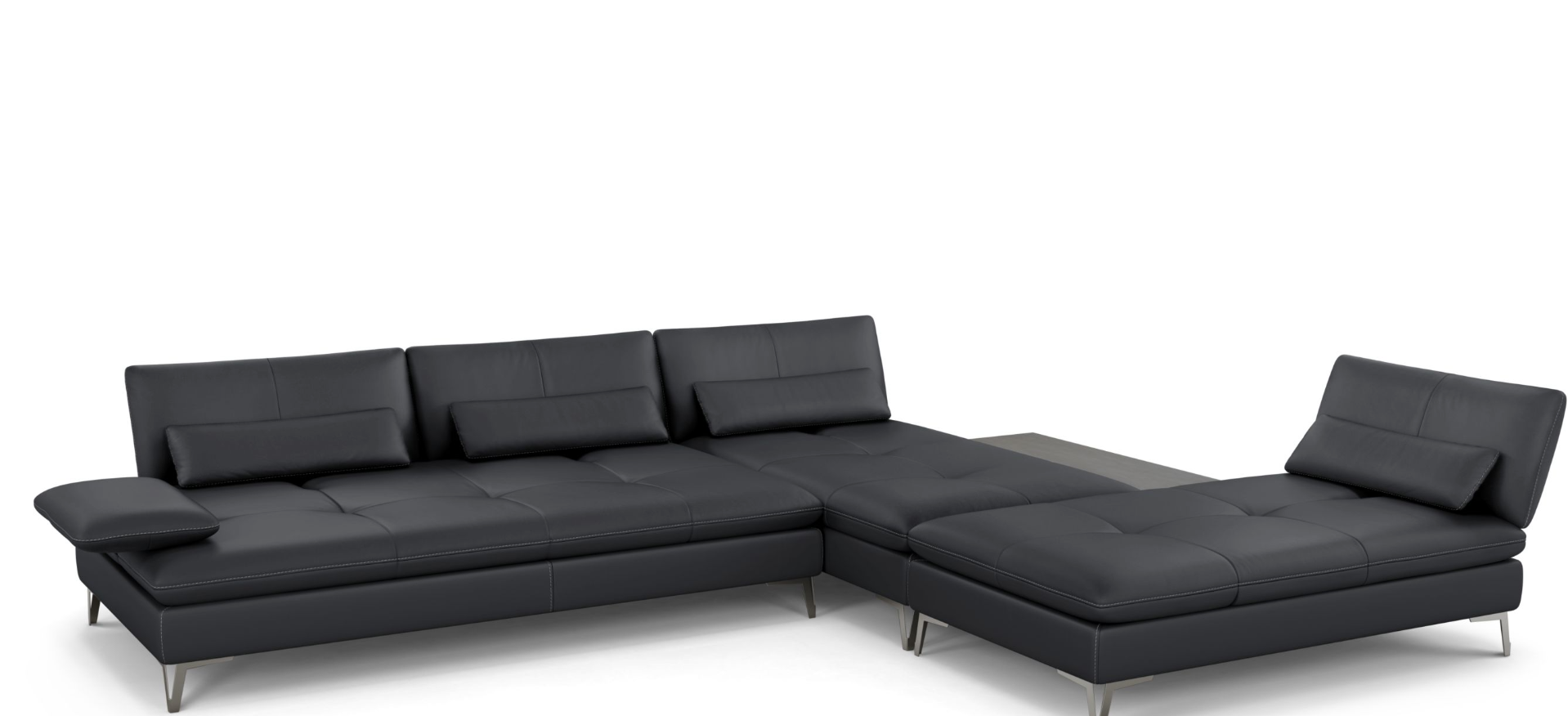 Canapé modulable en cuir noir – Design contemporain et élégance intemporelle