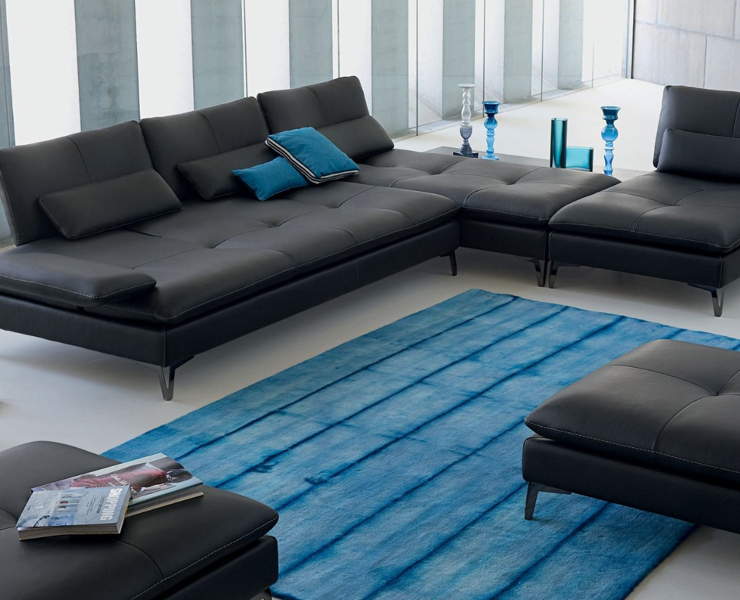 Canapé modulable en cuir noir – Design contemporain et élégance intemporelle