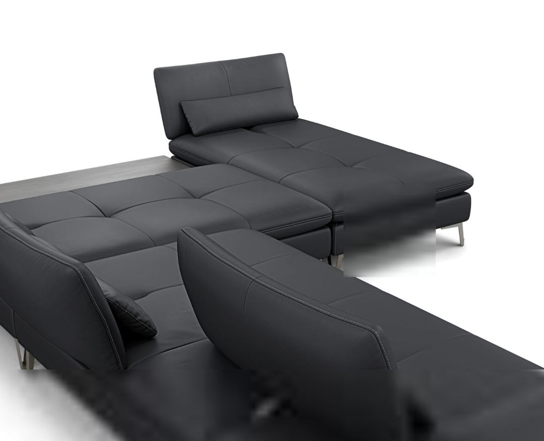 Canapé modulable en cuir noir – Design contemporain et élégance intemporelle
