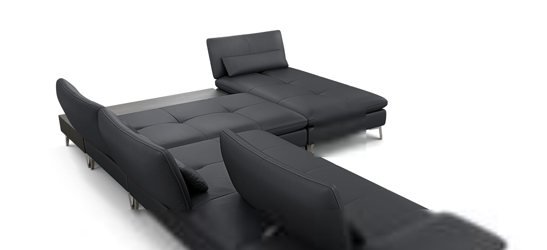 Canapé modulable en cuir noir – Design contemporain et élégance intemporelle