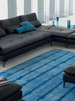 Canapé modulable en cuir noir – Design contemporain et élégance intemporelle