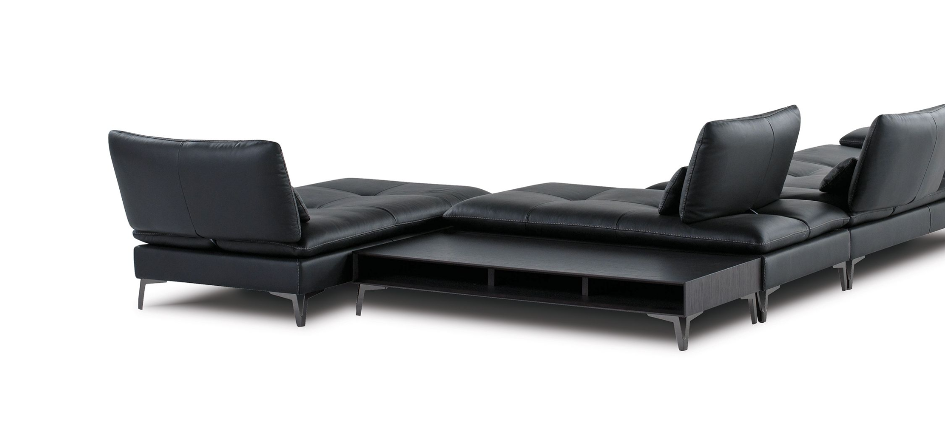 Canapé modulable en cuir noir – Design contemporain et élégance intemporelle