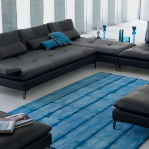 Canapé modulable en cuir noir – Design contemporain et élégance intemporelle