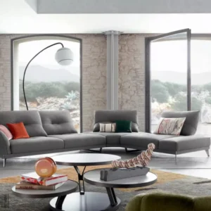 Canapé contemporain en tissu gris – Élégance et confort pour un intérieur moderne